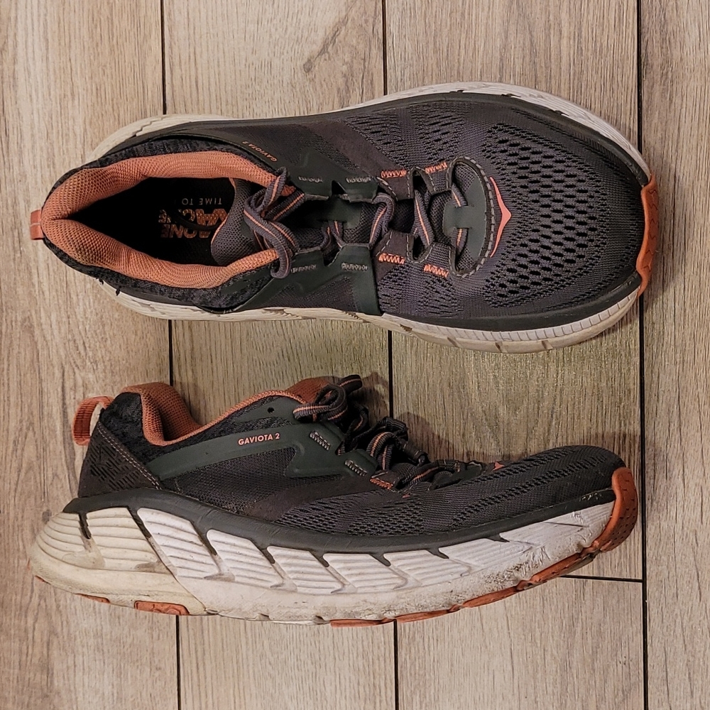 HOKA One One‎ Gaviota 2 Grey Peach Sz 8 Womens Running Athletic Shoes